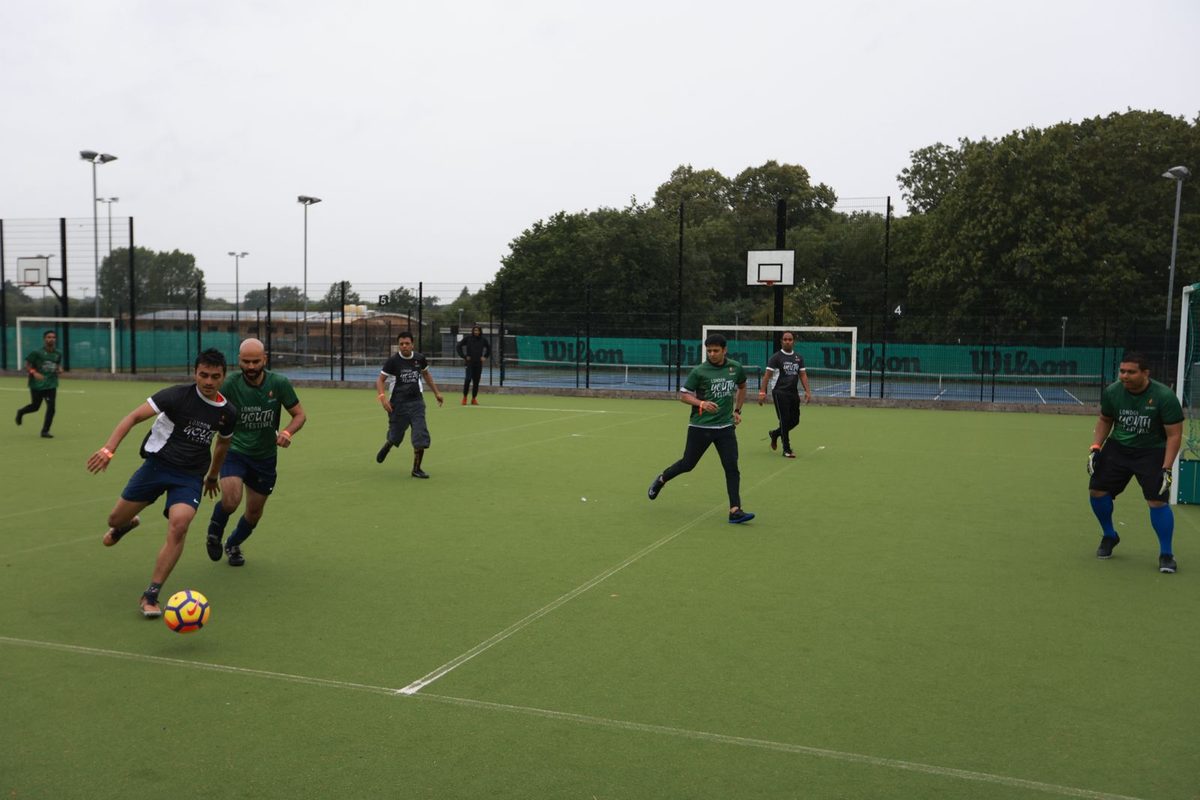 5-a-side football match in action